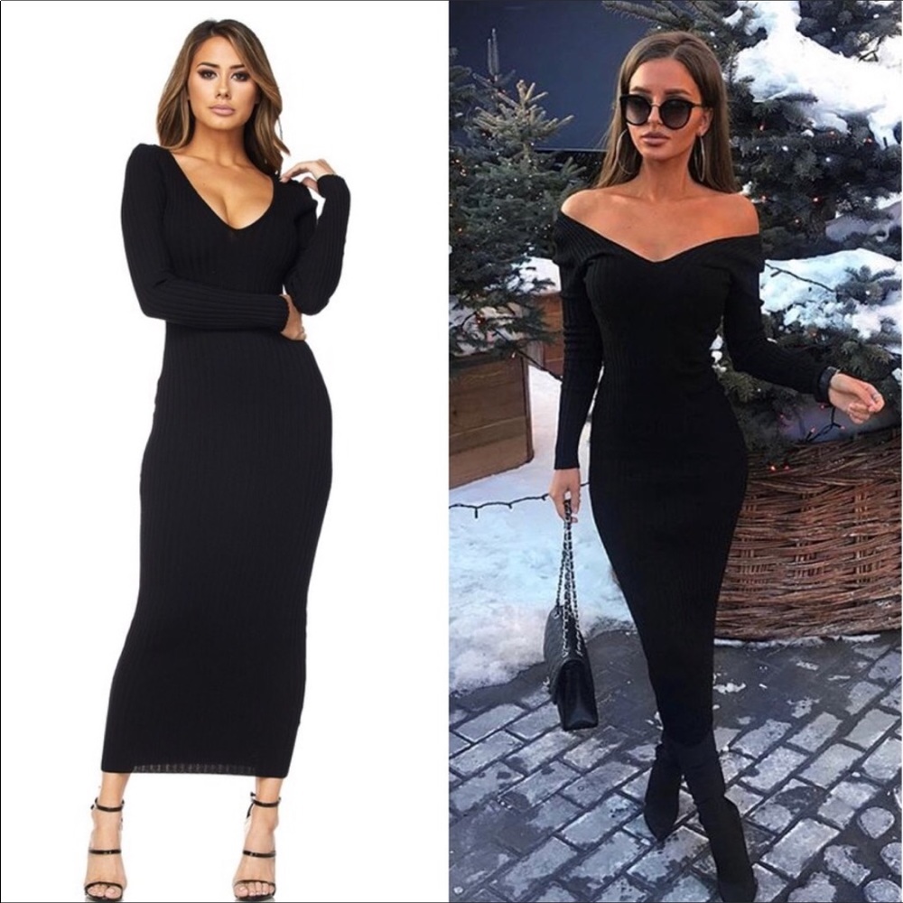 💐NWT Super Chic Black BodyCon Maxi - Picture 2 of 8